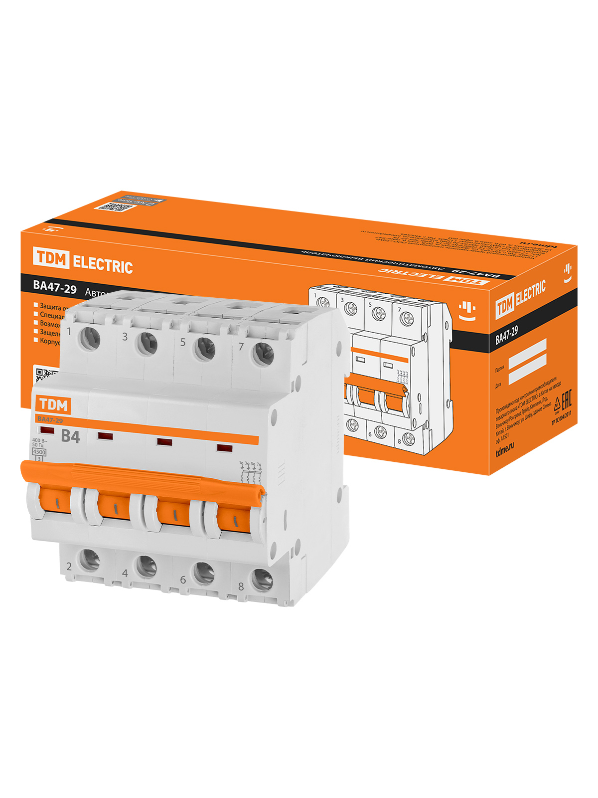 Intr. auto. VA47-29 4Р 4А 4,5кА carcasă V TDM
