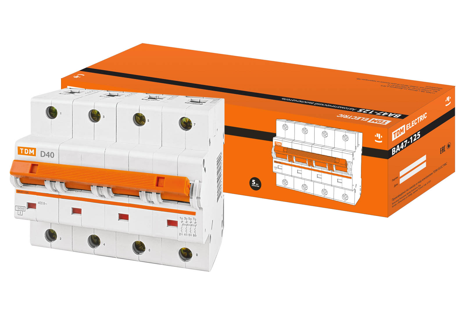 Închidere automată ВA47-125 4Р 40A 15kA x-ka D TDM(SQ0208-0043)