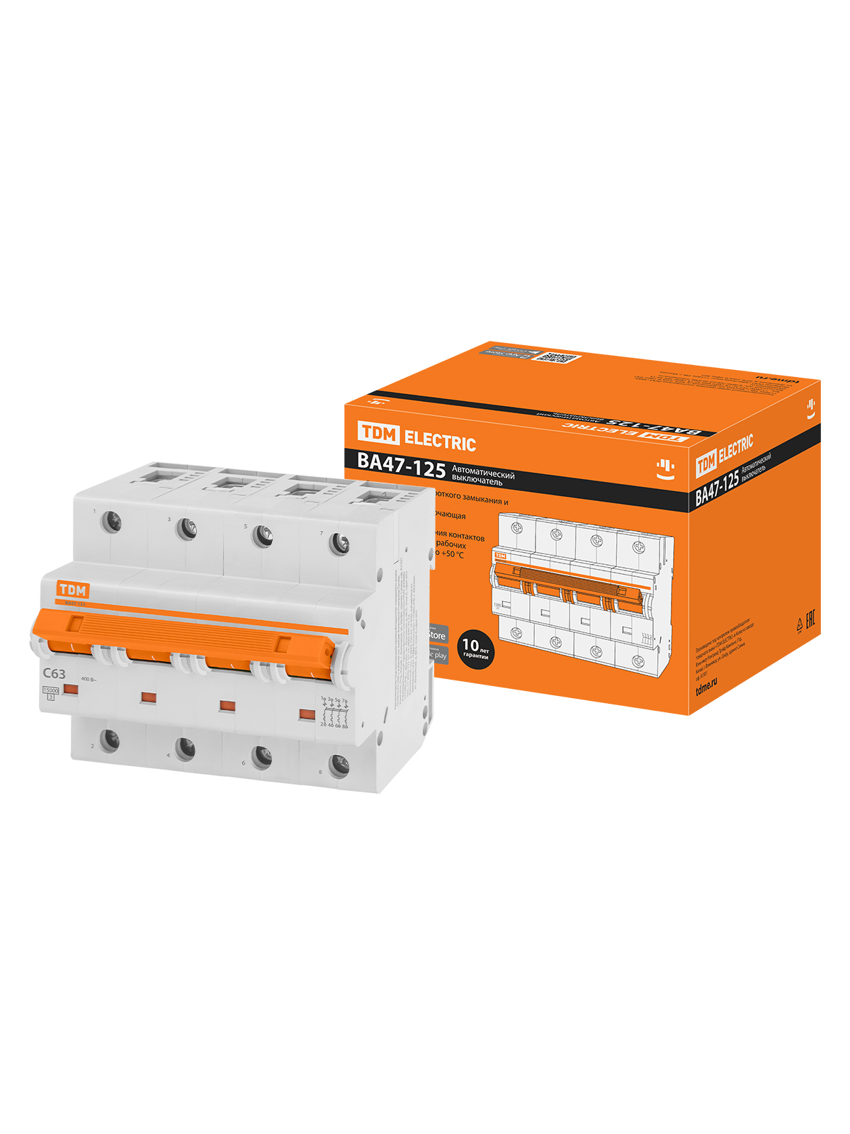Intrerupător automat ВА47-125 4Р 63А 15кА х-ка С TDM
