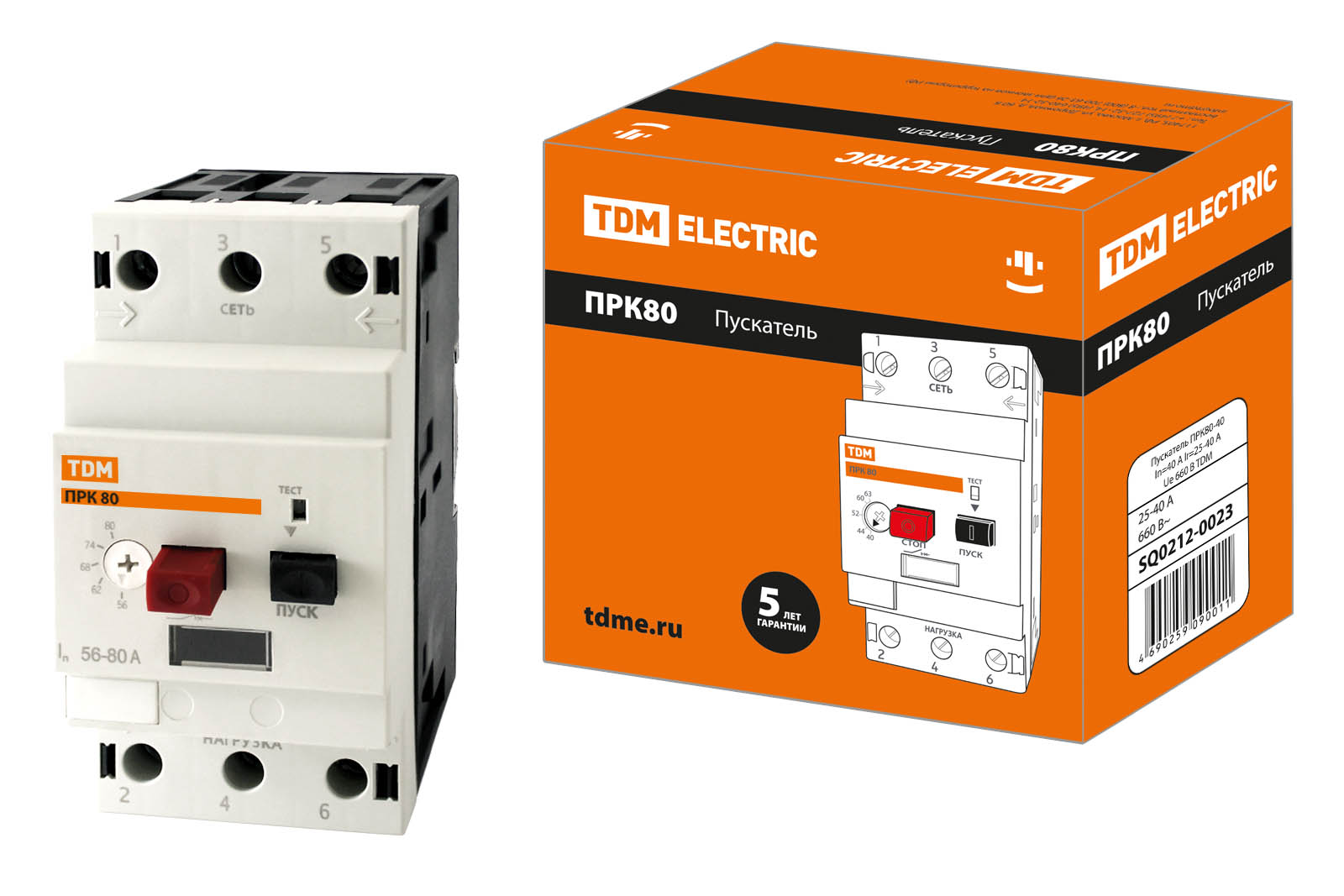 Пускатель ПРК80-40 In=40A Ir=25-40A Ue 660В TDM(SQ0212-0023)