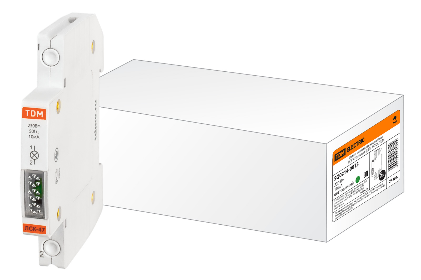Лампа сигнальная компактная ЛСК-47 зеленая (LED) AC/DC TDM(SQ0214-0013)