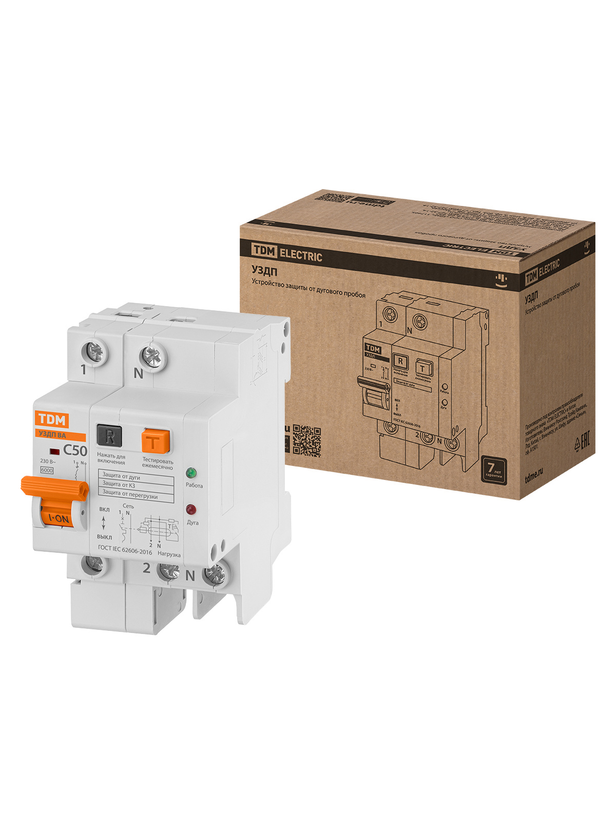 УЗДП cu oprire automată 1P+N 50А 6кА х-ка С TDM