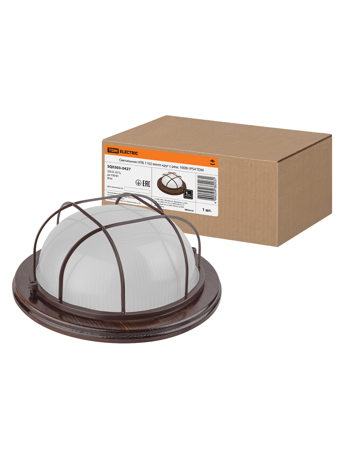 Светильник НПБ1102 венге круг с реш. 100Вт IP54 TDM(SQ0303-0427)