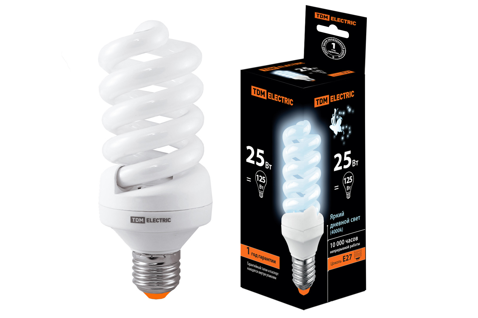 Lampă cu consum redus КЛЛ-FS-25 W-4000 K‑E27 (60x141 mm) TDM(SQ0323-0019)