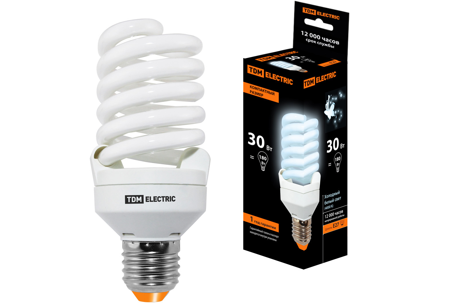 Lampa cu consum redus KLL-FST2-30 W-4000 K–E27 COMPACT (55x126 mm) TDM(SQ0323-0194)