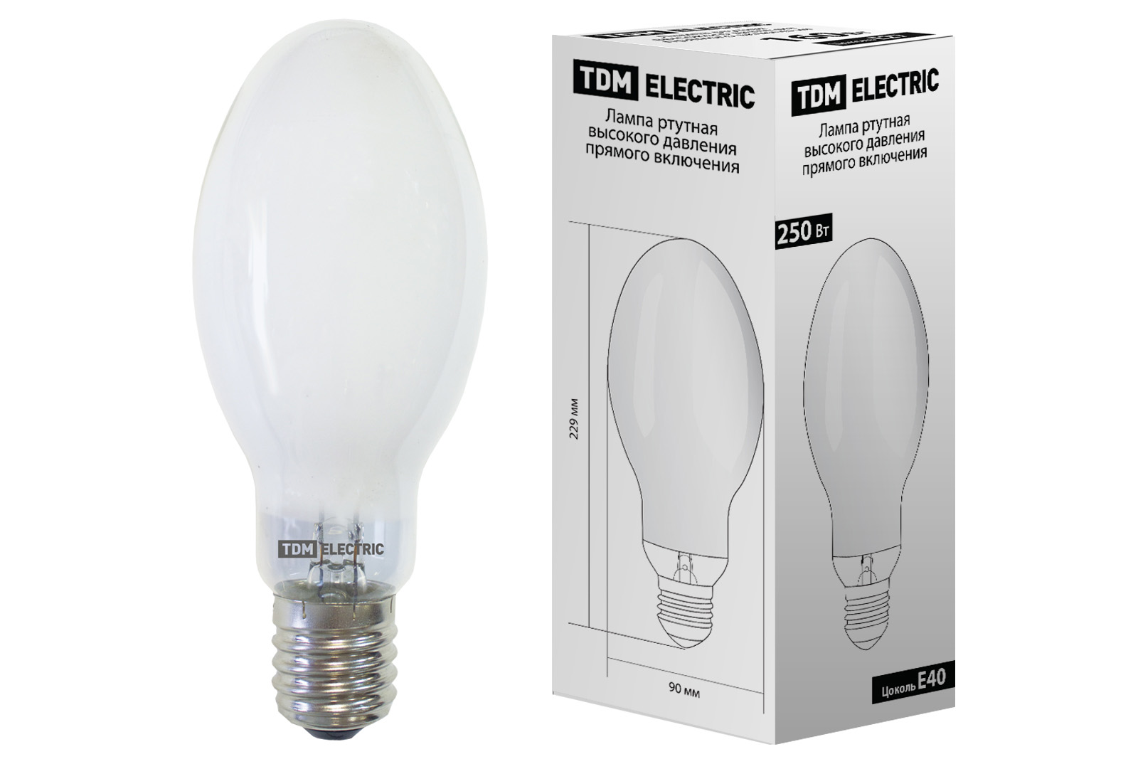 Lampa cu mercur de înaltă presiune cu aprindere directă ДРВ 250 Вт Е40 TDM
