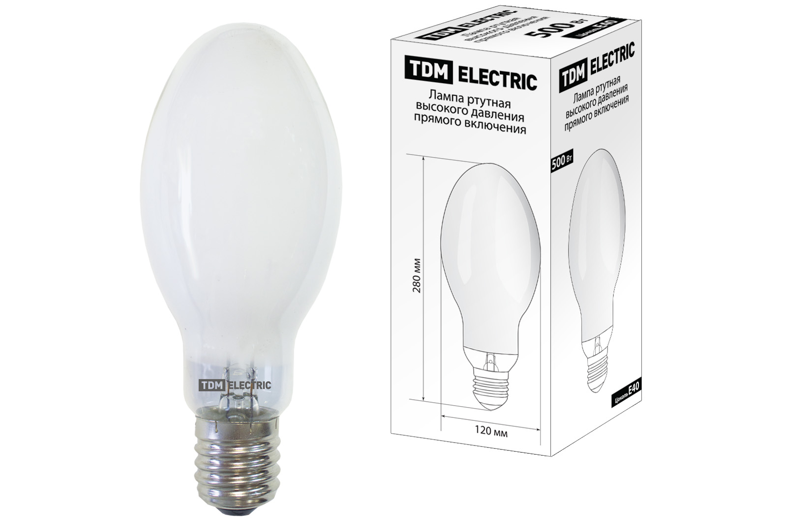 Lampa cu mercur de înaltă presiune cu aprindere directă ДРВ 500 Вт Е40 TDM