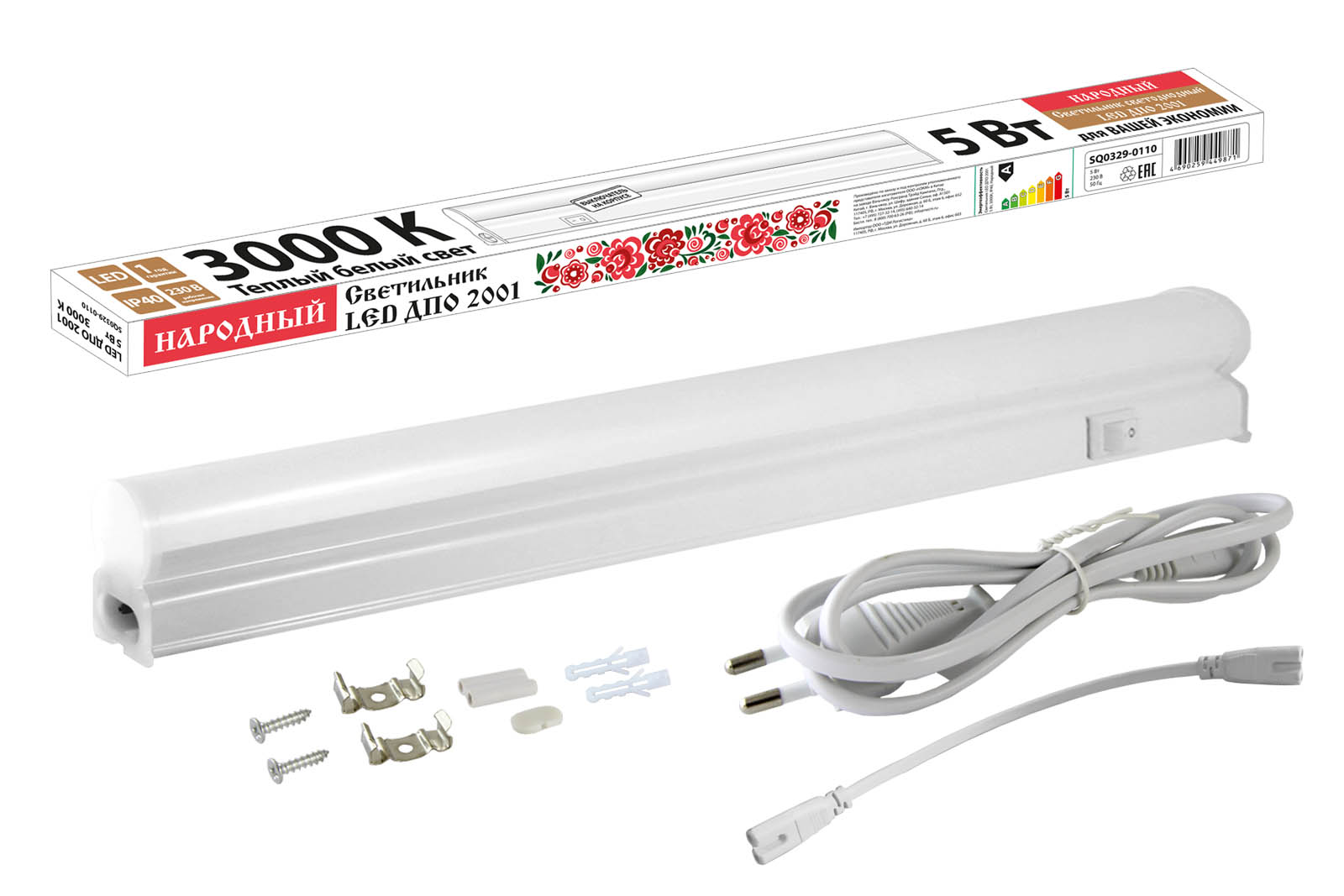 Светильник LED ДПО 2001 5 Вт, 3000К, IP40, Народный(SQ0329-0110)