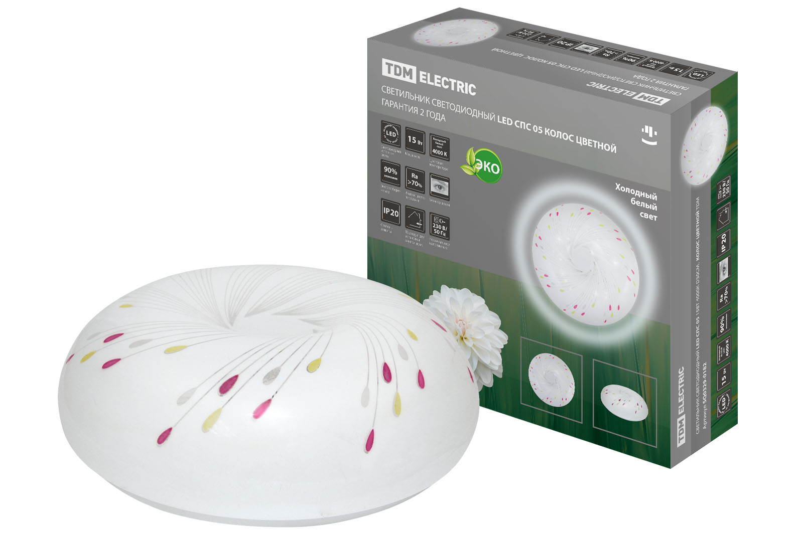 Lumină LED СПС 05 15W 4000K D30cm, Coloș colorat TDM(SQ0329-0182)