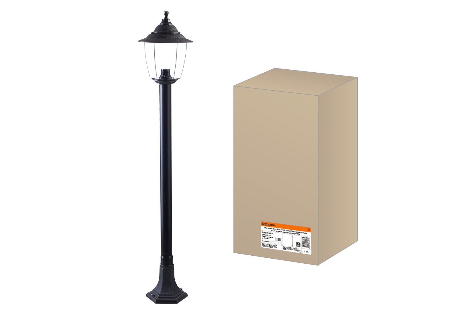 Lumină Praga El-11-73-125 60 W E27 de podea pe suport h-1.25 m negru, abajur transparent TDM