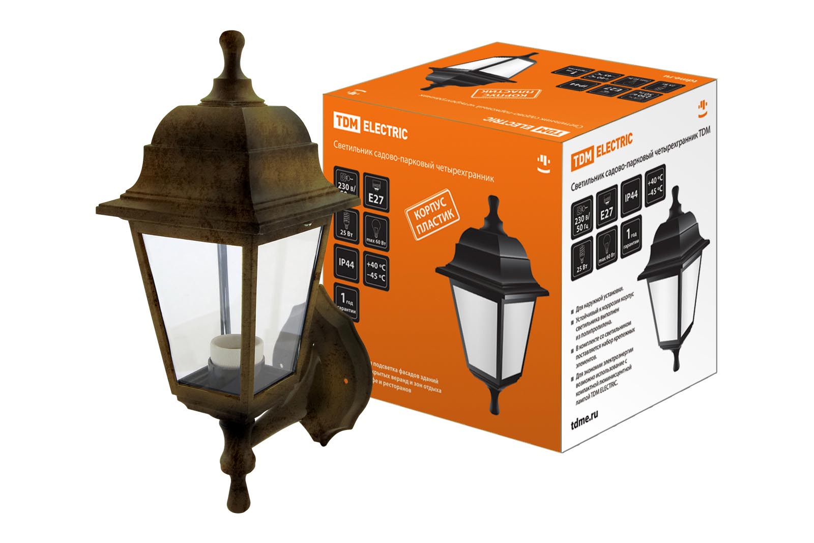 Lumină de grădină-parc NBU 04-60-001 patrulater, de perete, plastic, bronz TDM