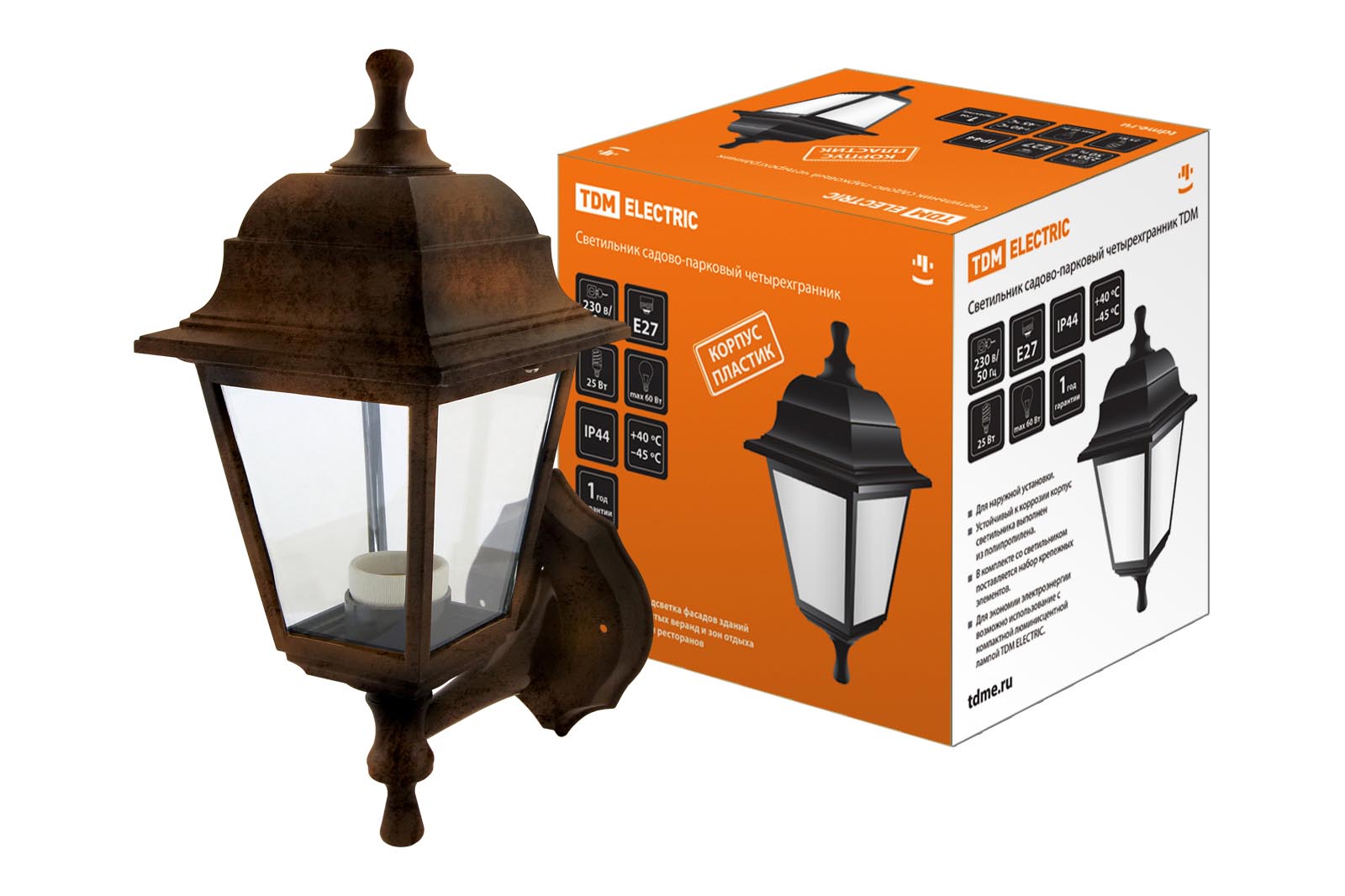Светильник садово-парковый НБУ 04-60-001 четырехгранник, настенный, пластик, медь TDM(SQ0330-0724)