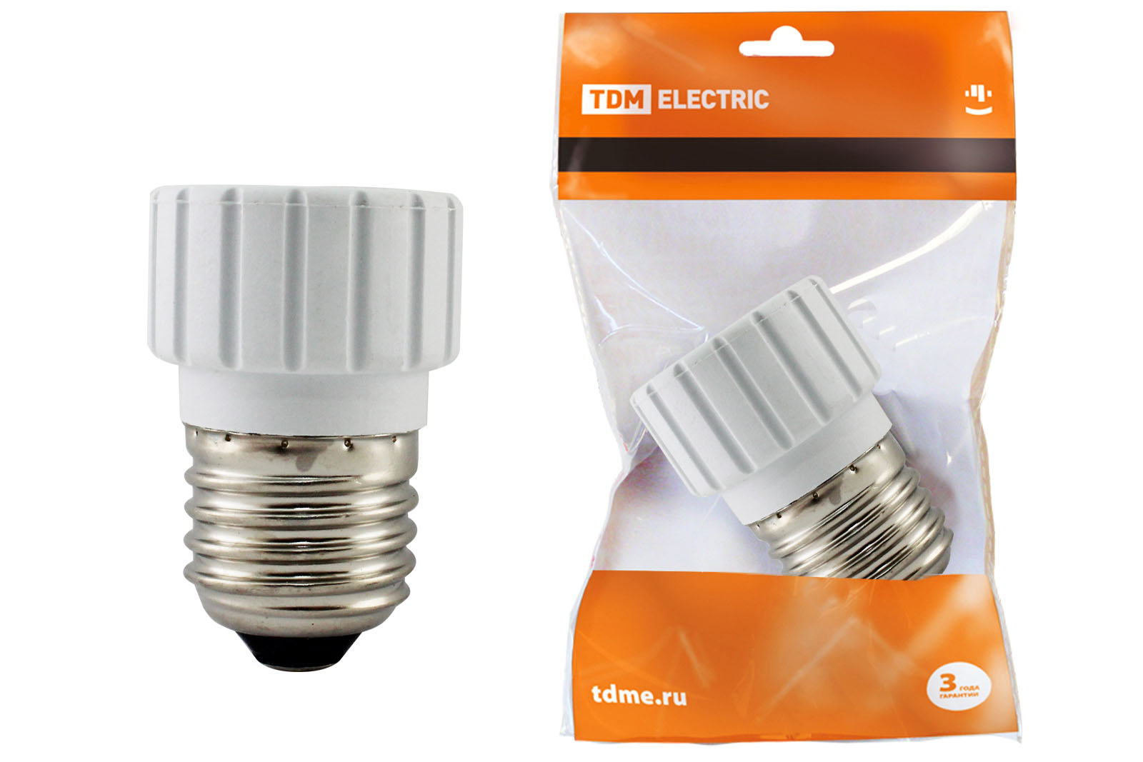 Adaptor E27‑GU10, alb, TDM