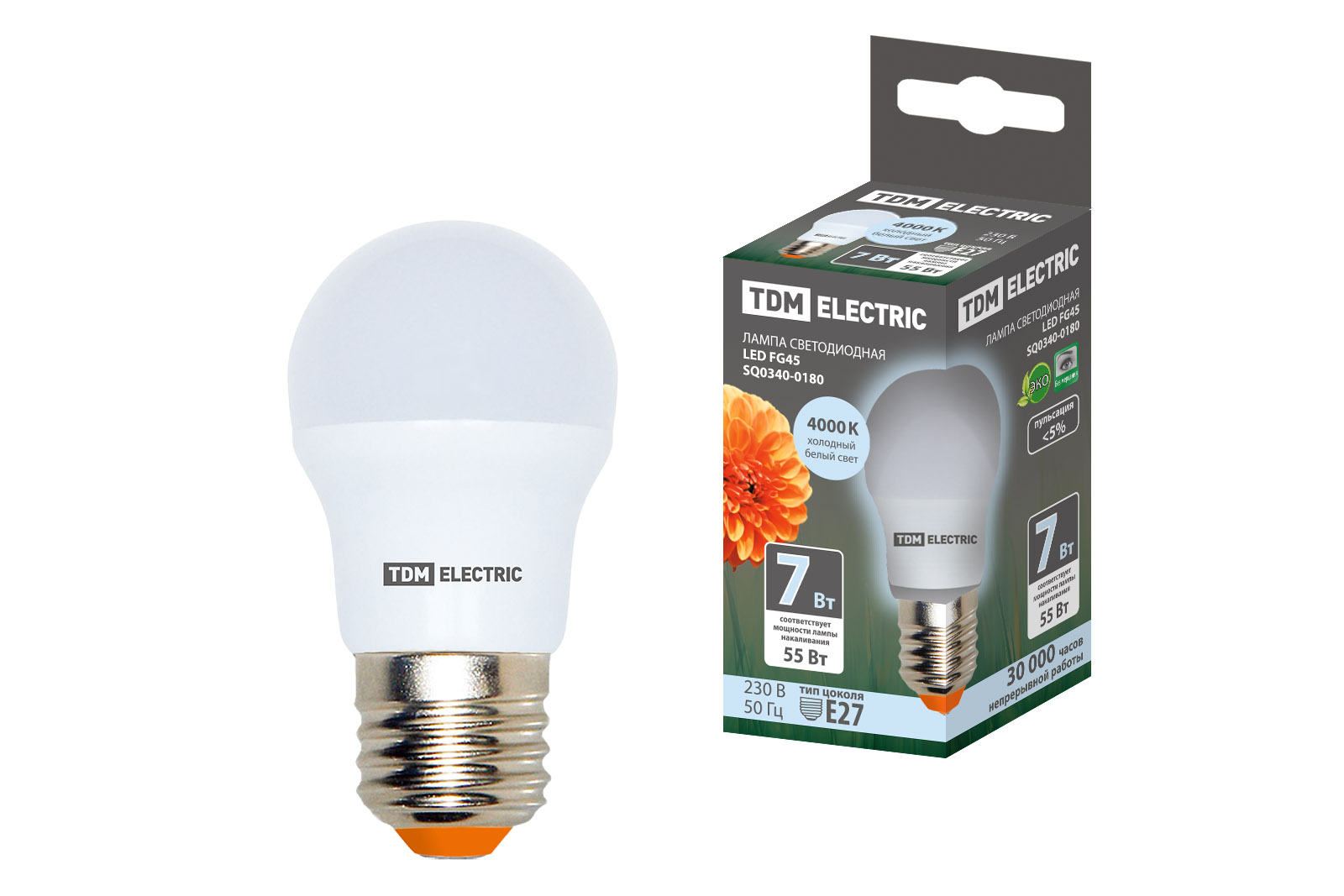 Lampa LED FG45-7 W-230 V-4000 K–E27 TDM(SQ0340-0180)