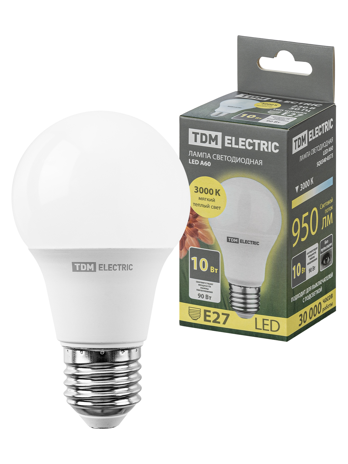 Lampa LED A60 10 W, 230 V, 3000 K, E27 TDM