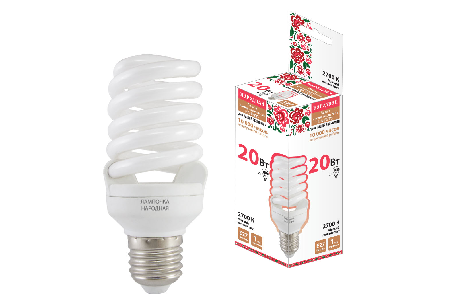 Lampa fluorescentă NL-FST2-20 W-2700 K–E27 (48x115 mm)(SQ0347-0010)