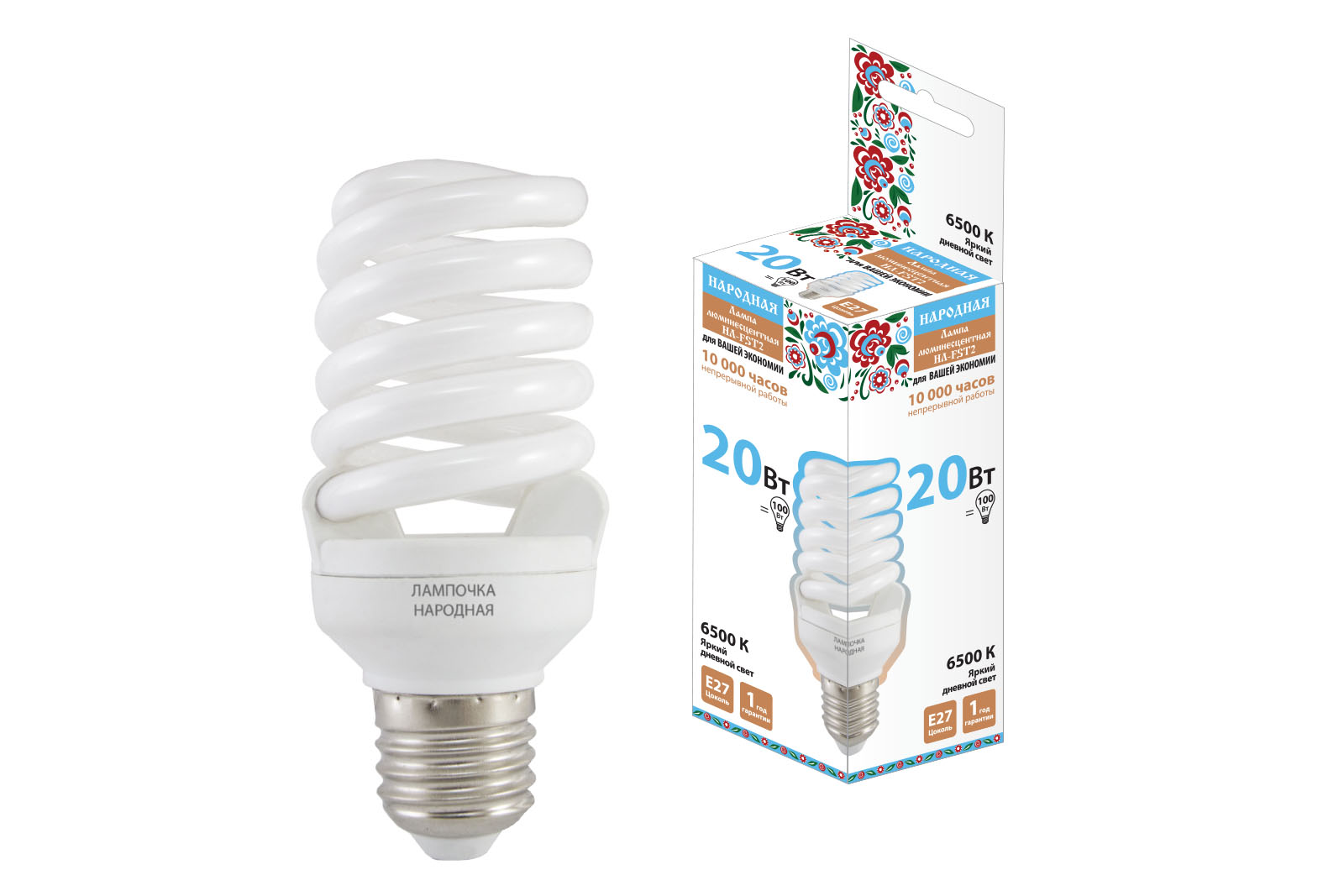Lampa fluorescentă NL-FST2-20 W-6500 K–E27 (48x115 mm)(SQ0347-0012)