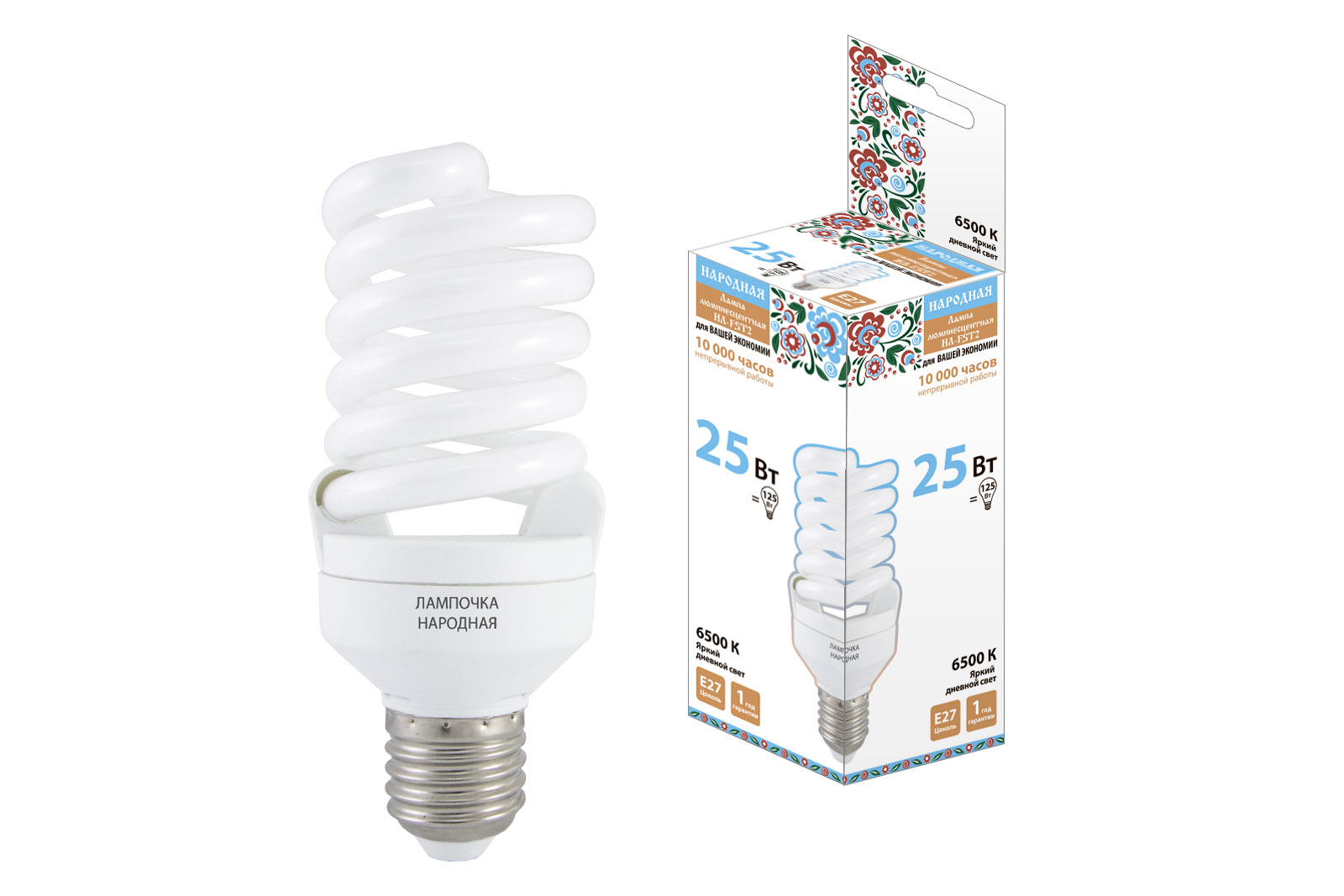 Lampa fluorescentă NL-FST2-25 W-6500 K–E27 (54x126 mm) Народная(SQ0347-0064)