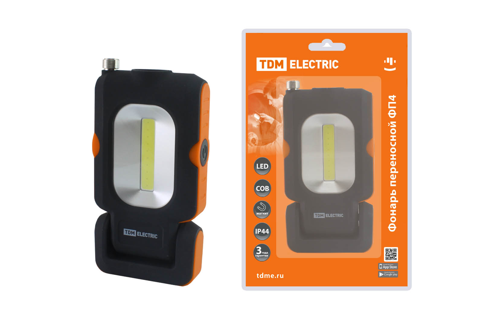 Lanternă portabilă cu LED FP4, 1 W LED+3 W COB, 110 lm, 3×AAA, magnet, telescopic, TDM