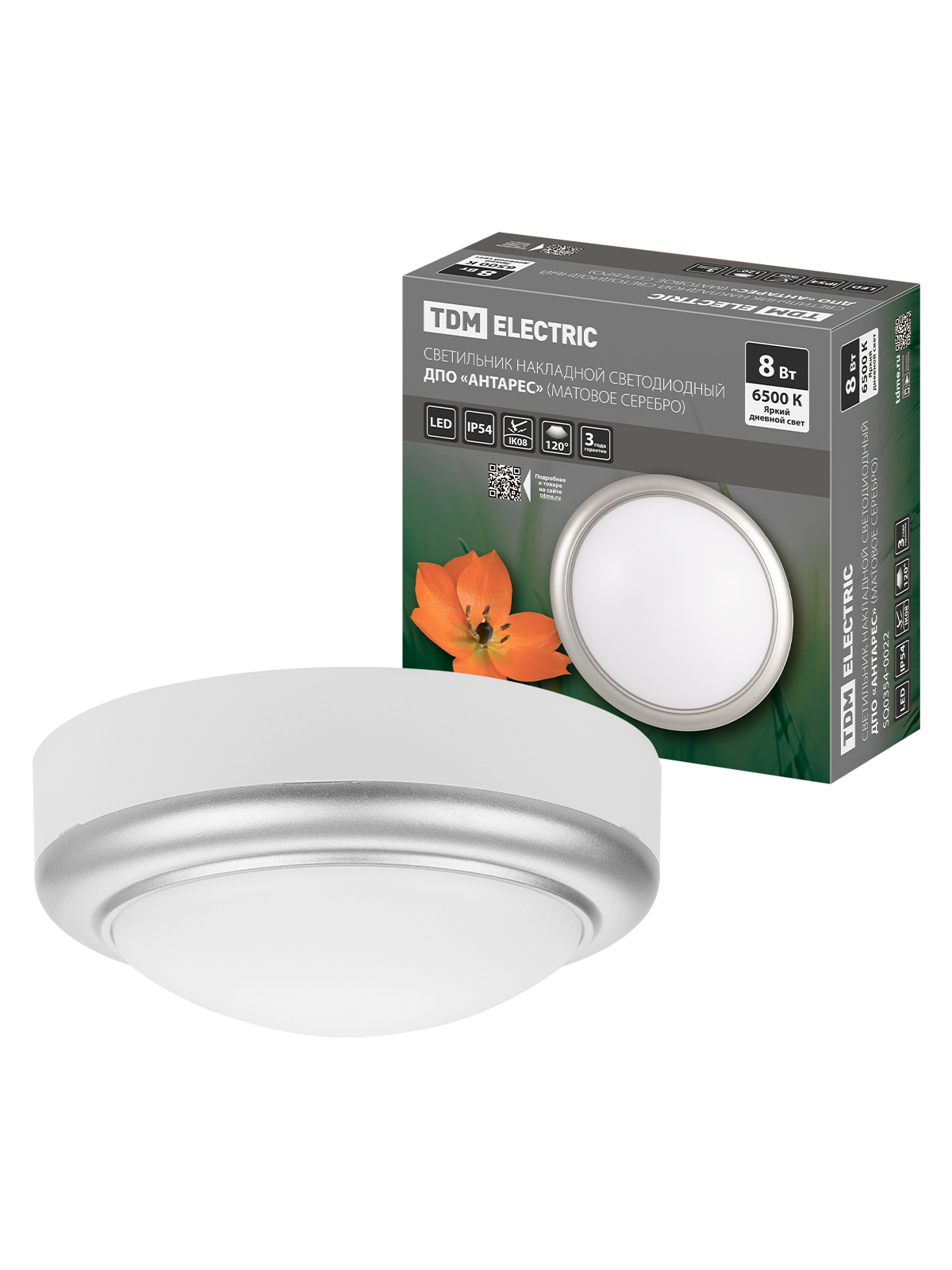 Lumină LED încorporabilă DPO "Antares" 8W 6500K rotund 140*58 mm mat.argint IP54 TDM