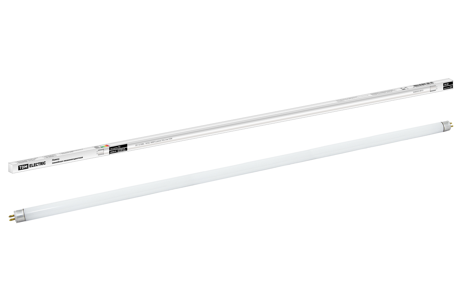 Lampa fluorescentă liniară cu două socluri LL-12/30W, T4/G5, 4000 K, lungime 765,2 mm TDM