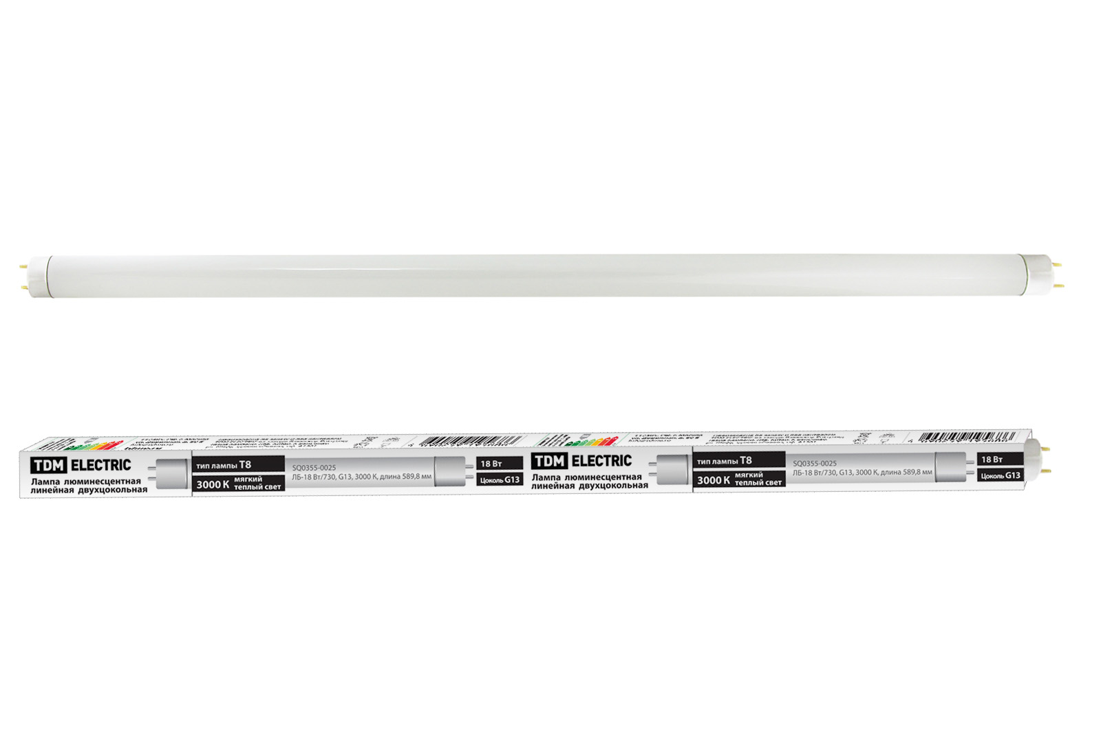 Lampa fluorescentă liniară cu două socluri LL-18W/630, T8/G13, 3000 K TDM