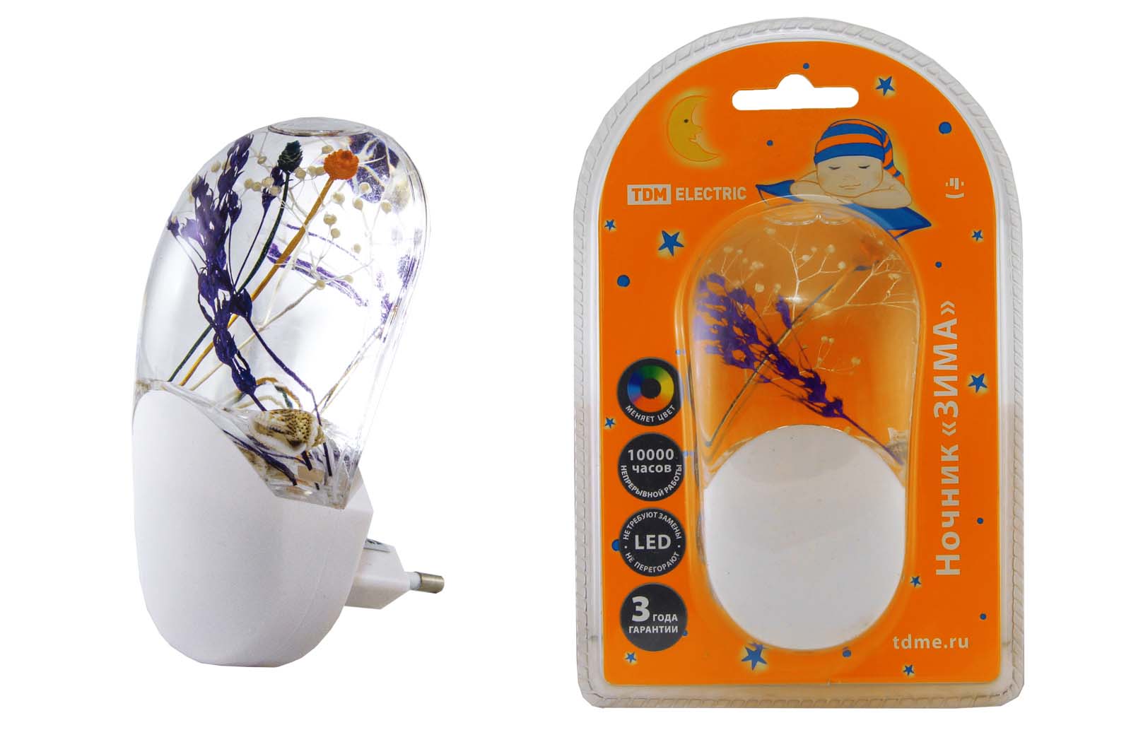 Lumină de noapte "Iarnă" cu senzor de lumină, LED, 1 W, 220 V TDM(SQ0357-0004)