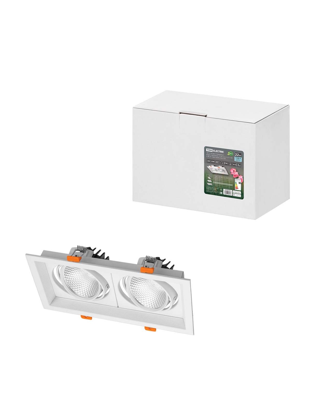 Lumină încastrabilă cu cardan „Focus-1” LED CSL-01-2x11-NW 22 W, 35°, 4000 K, 80 Ra, IP20, TDM