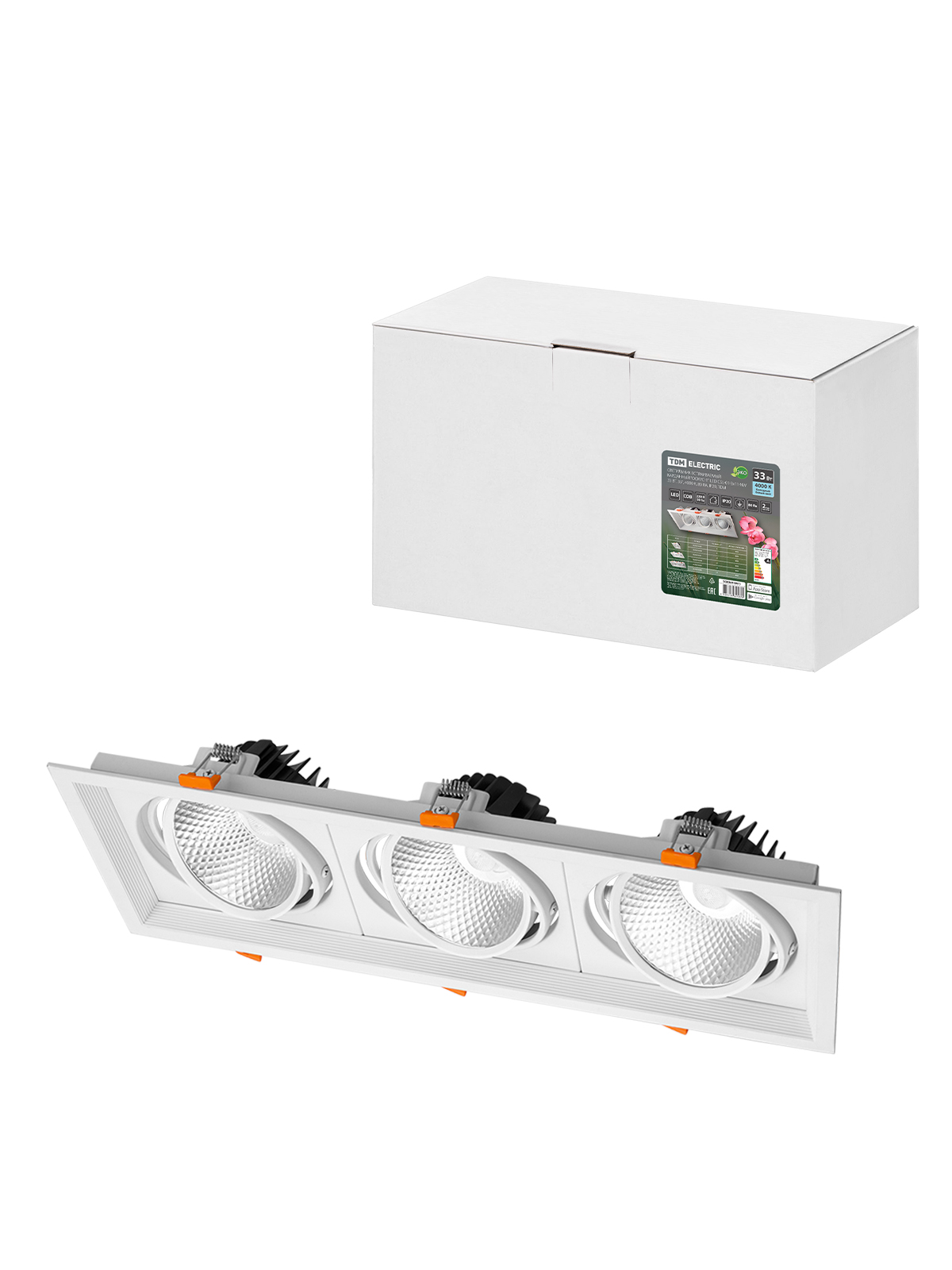 Lumină încastrabilă cu cardan „Focus-1” LED CSL-01-3x11-NW 33 W, 35°, 4000 K, 80 Ra, IP20, TDM