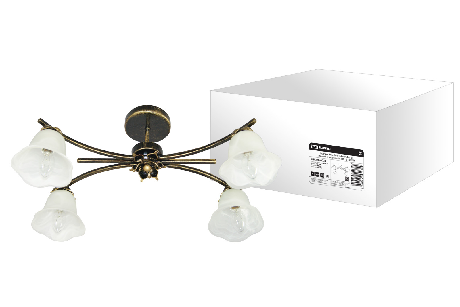 Lustru NSB-26-01-4x40 „Vega” negru cu aur 4x40W E14 TDM(SQ0370-0024)