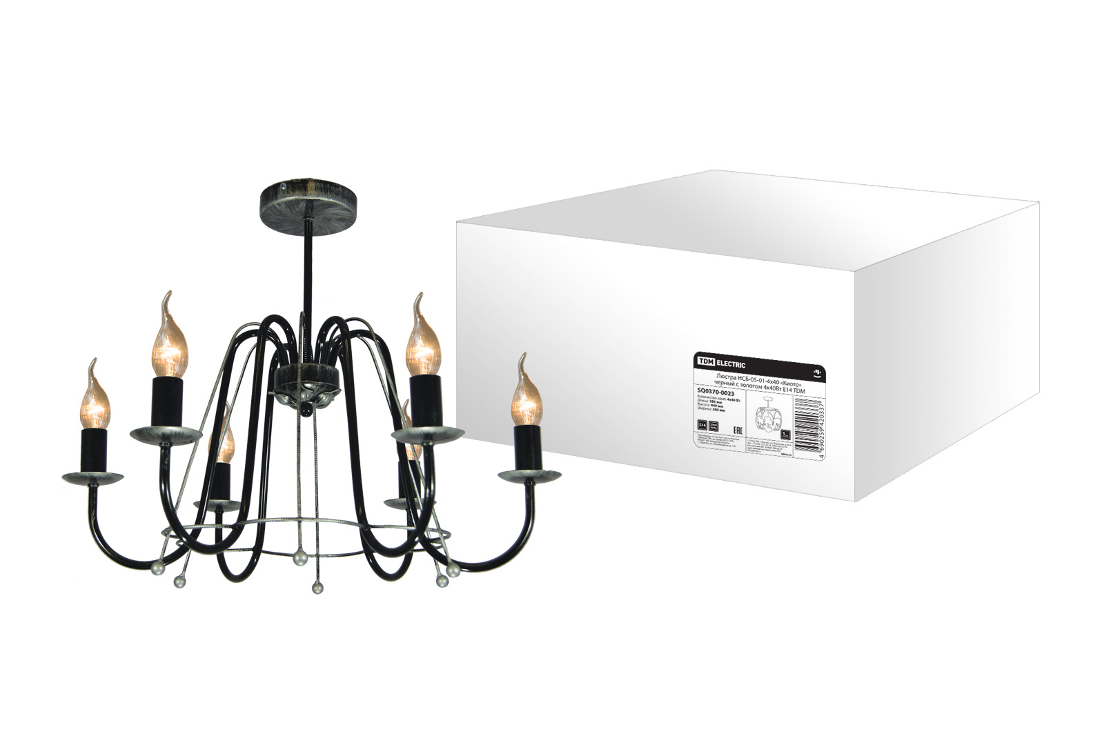 Lustru NSB-11-03-6x40 „Contur” negru cu argint 6x40W E14 TDM(SQ0370-0025)
