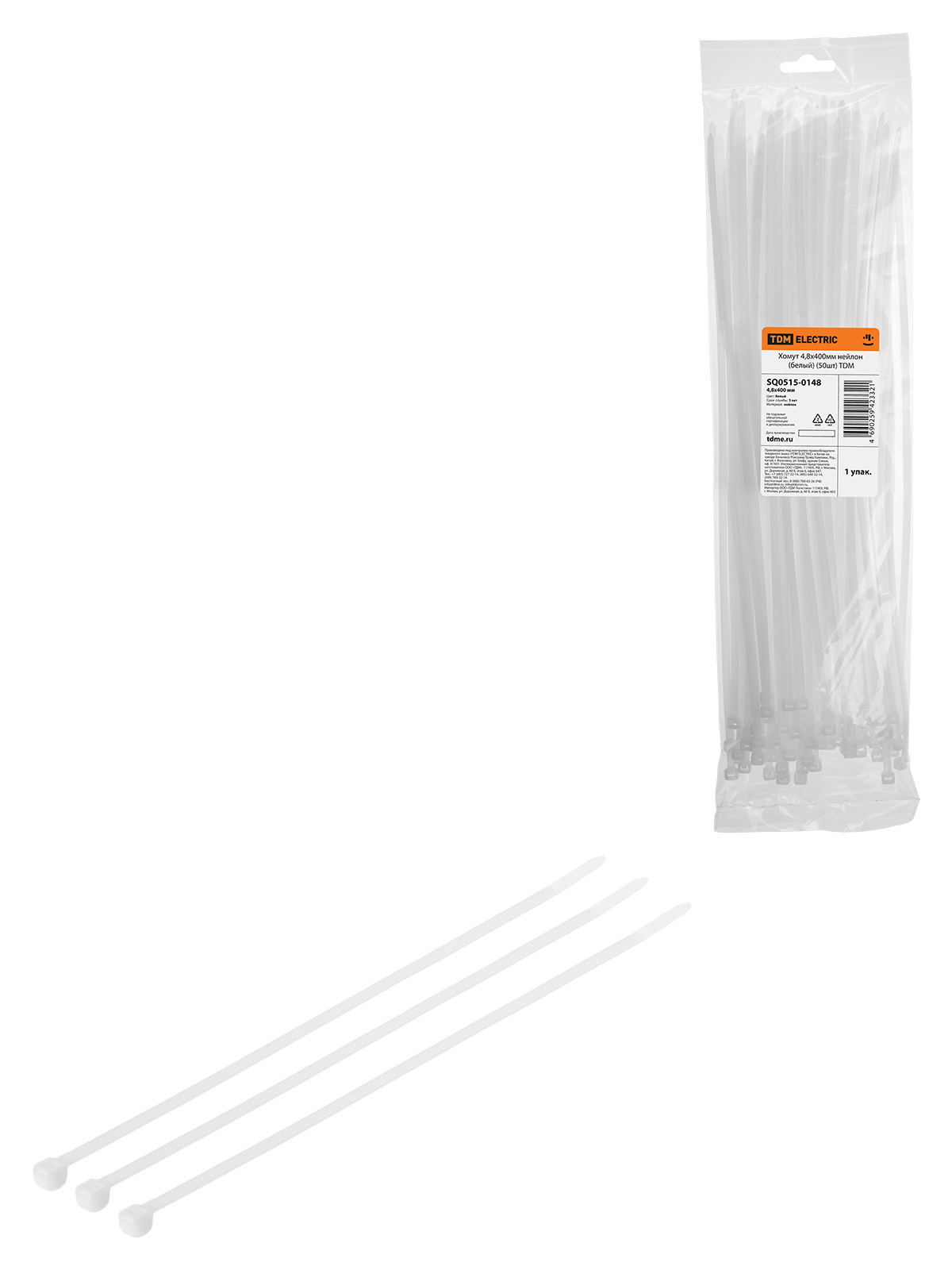 Curea 4,8х400mm nylon (alb) (50 buc) TDM