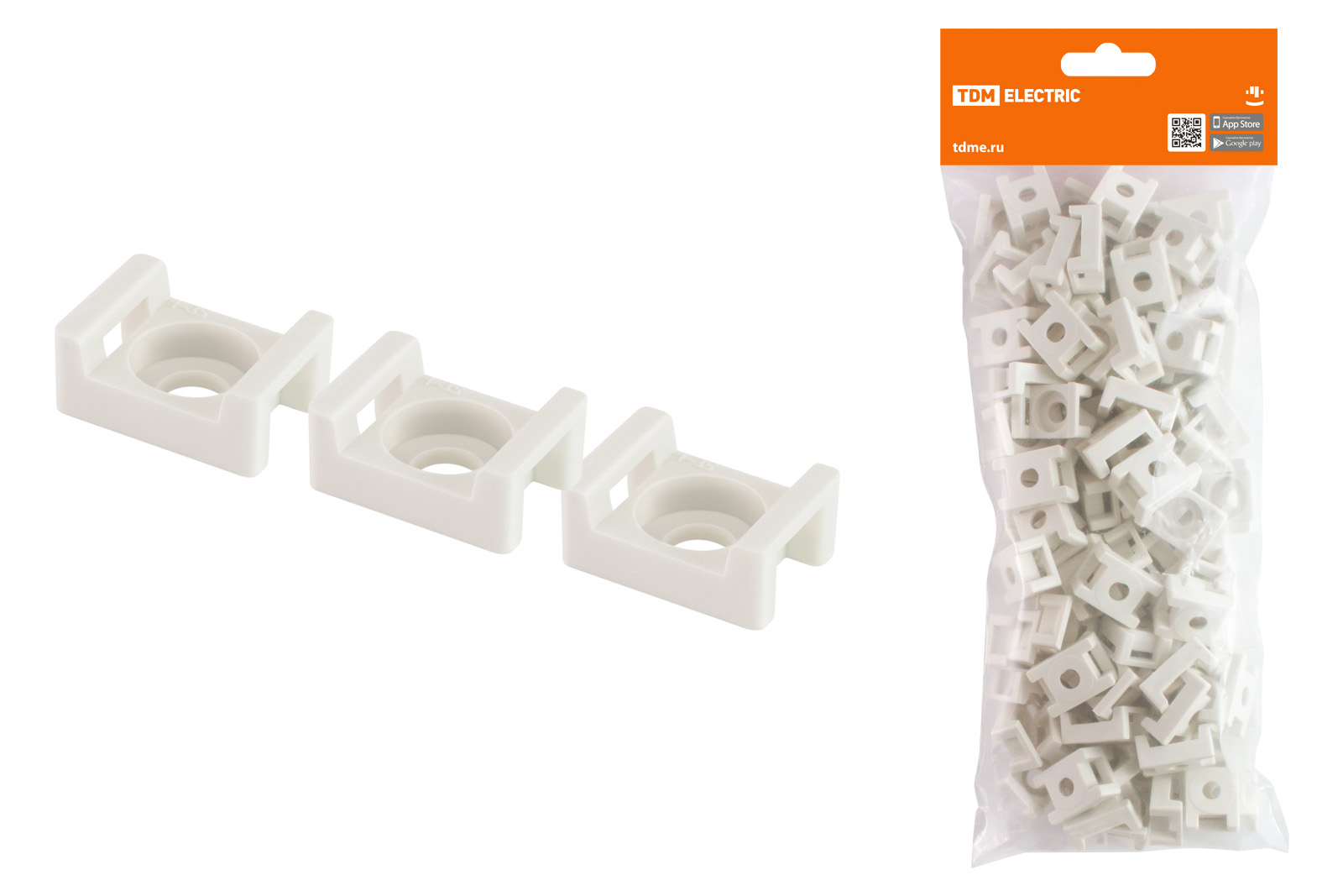 Placă de montaj cu gaură 23x16 pentru cleme albă (100 buc) TDM