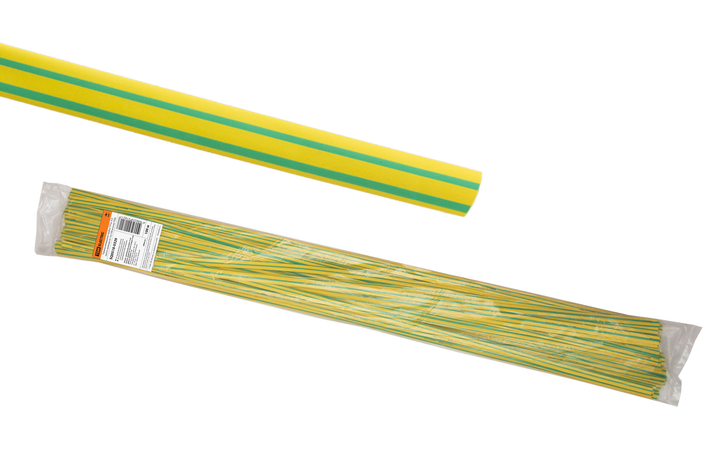 Tub termocontractabil TUTng 4/2 galben-verde pe 1m (100 m/pachet) TDM