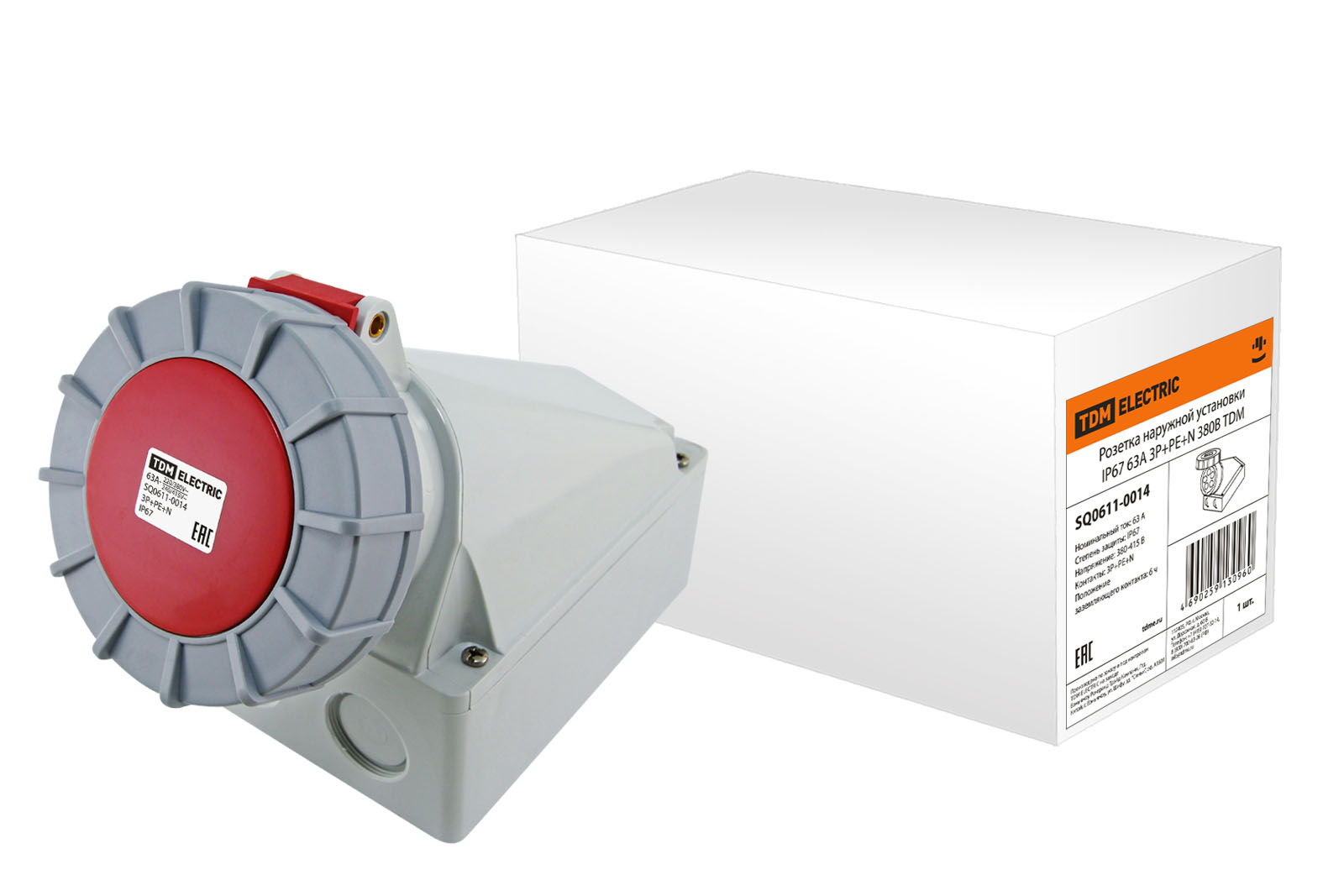 Soclu pentru montaj exterior IP67 63A 3R+RE+N 380V TDM