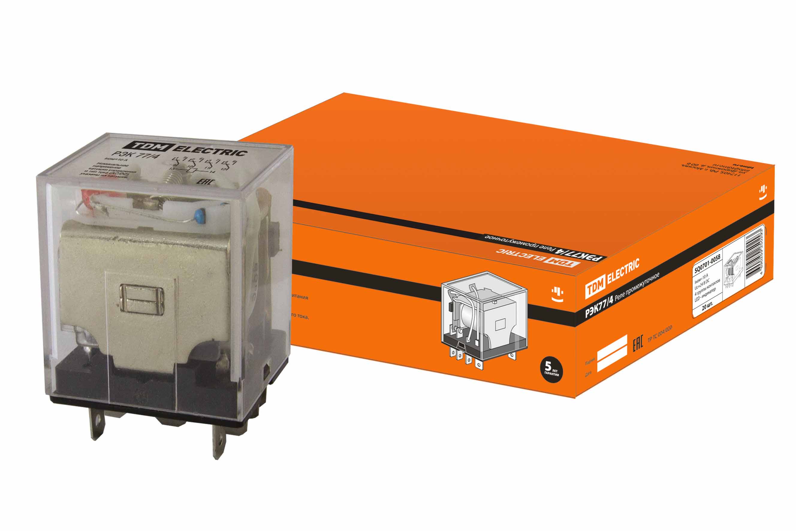 Relé REK77/4 cu indic. 10A 24V DC TDM
