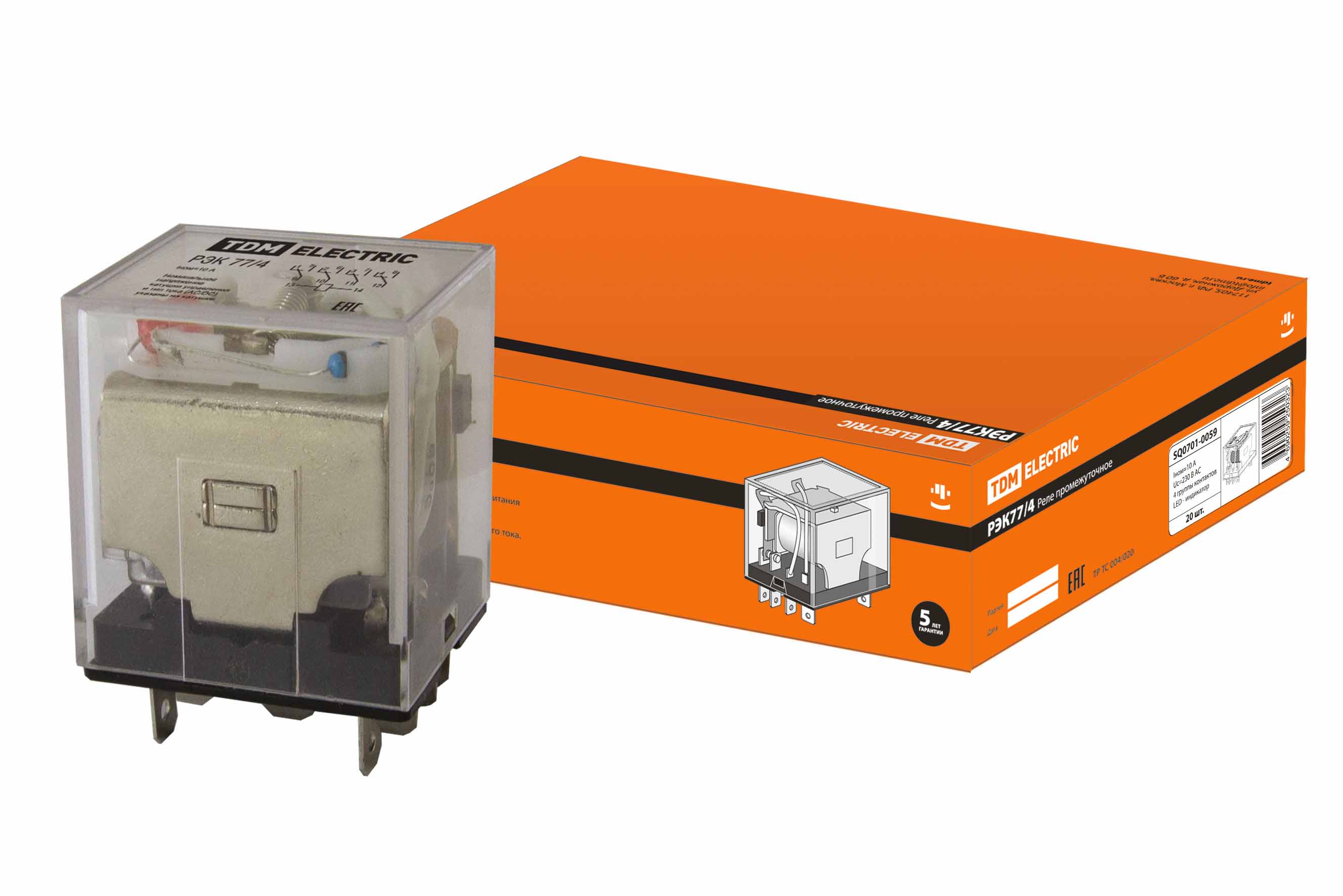 Relé REK77/4 cu indic. 10A 230V AC TDM