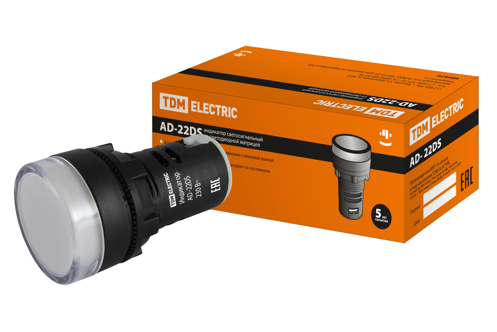 Лампа AD-22DS(LED)матрица d22мм белый 230В TDM(SQ0702-0001)