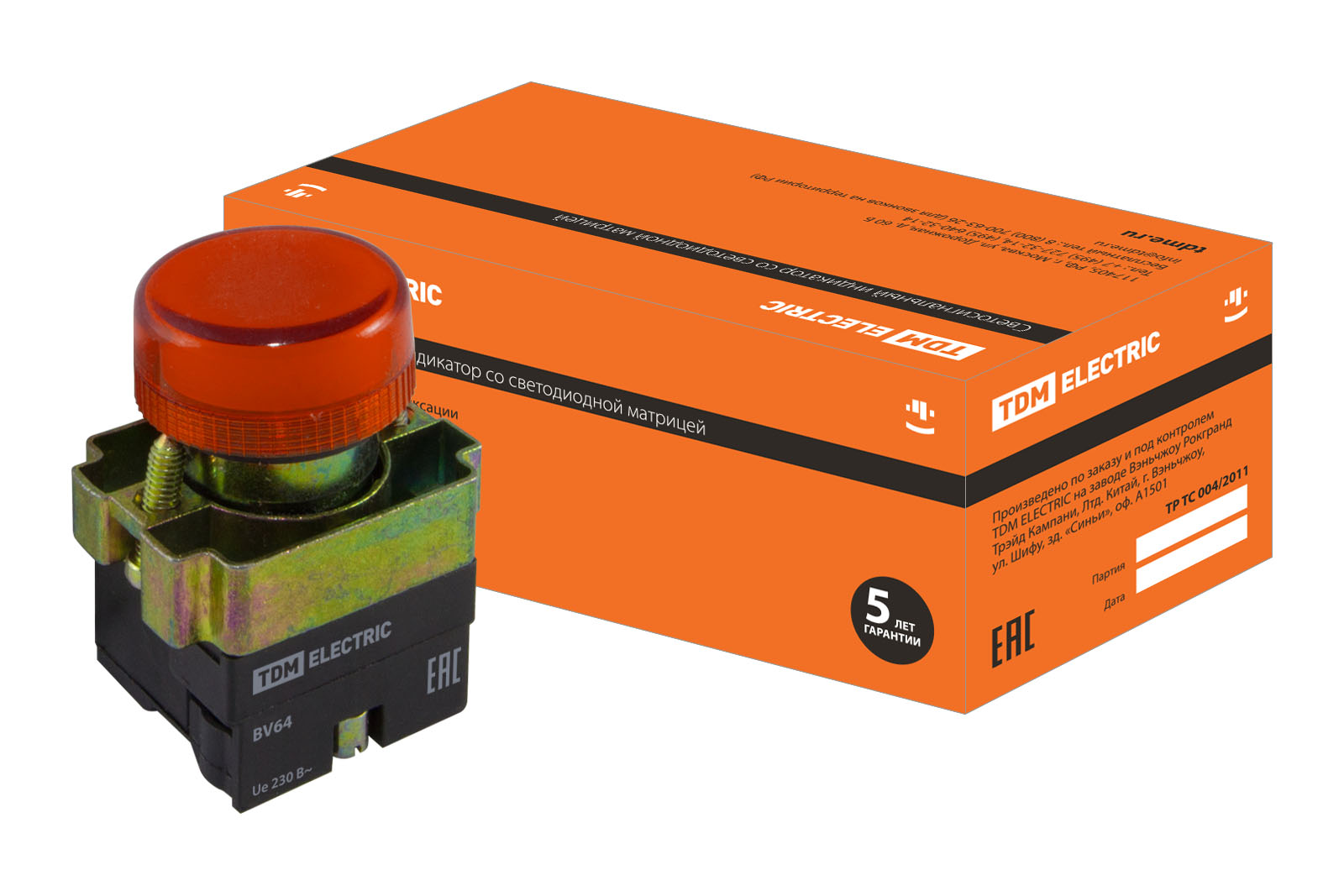 Lampa semnalizatoare SB2-BV64 cu iluminare LED 230 V, d22 mm, roșu, IP40 TDM