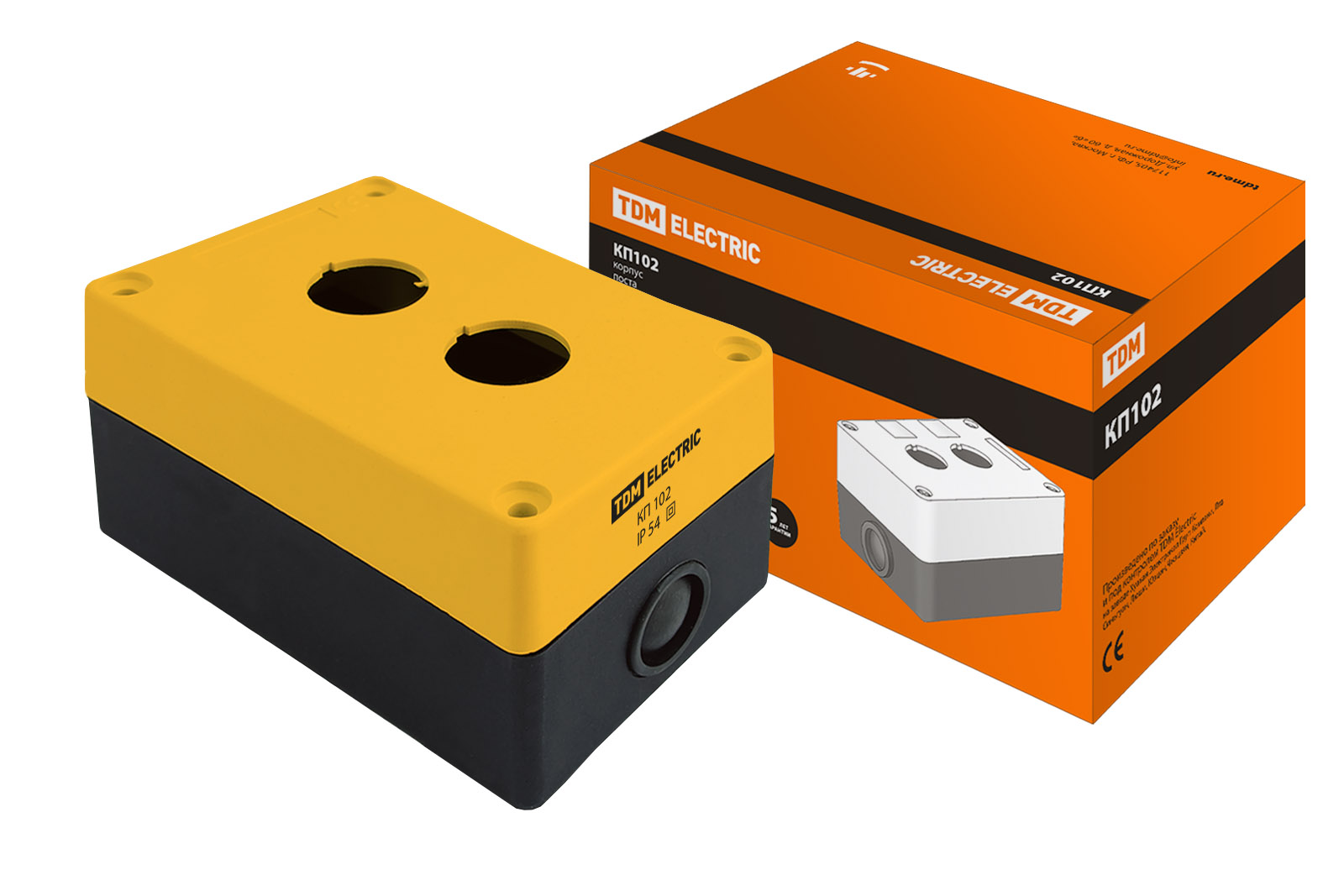 Корпус КП102 для кнопок 2места желтый TDM(SQ0705-0007)