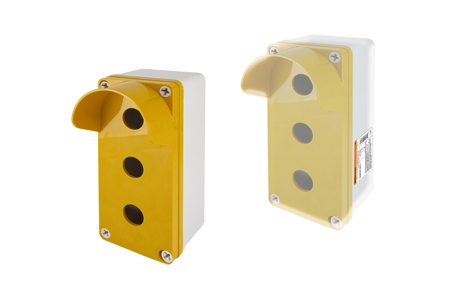 carcasa KP103 cu copertă pentru butoane, 3 locuri, ABS galben, IP66 TDM