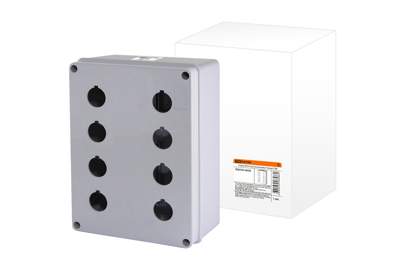 Корпус КП204 для кнопок 8мест белый TDM(SQ0705-0020)