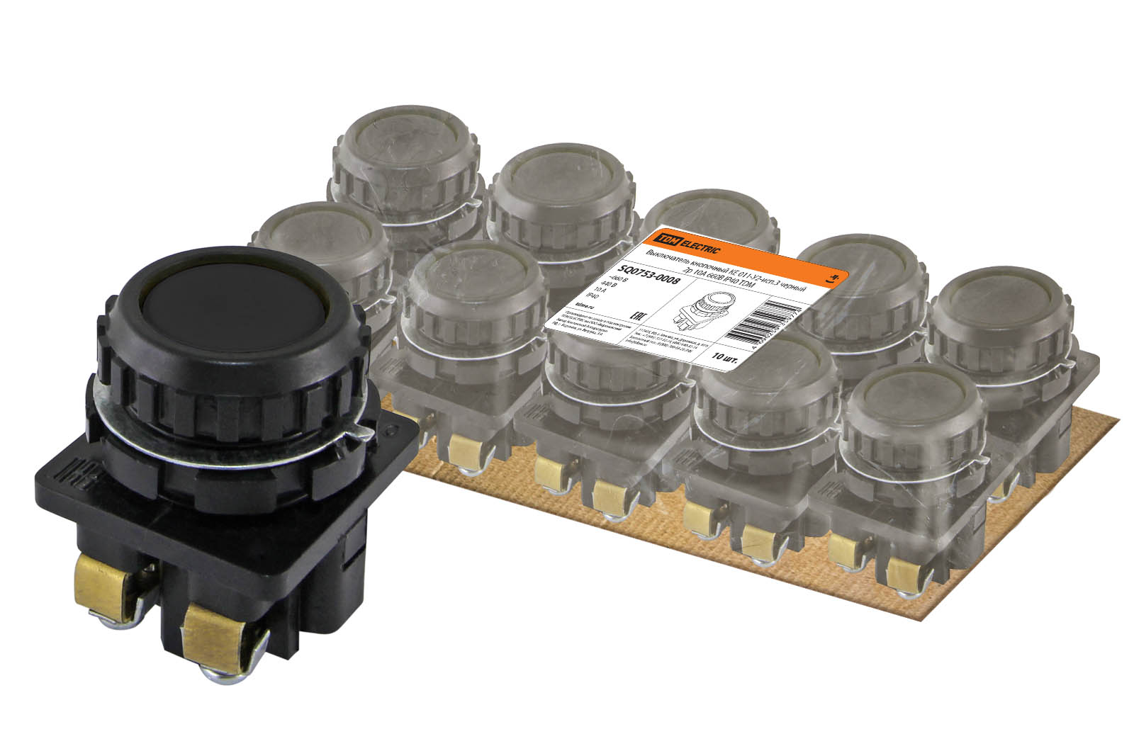 Кнопковий вимикач КЕ 011-У2-исп.3 чорний 2р 10A 660B IP40 TDM