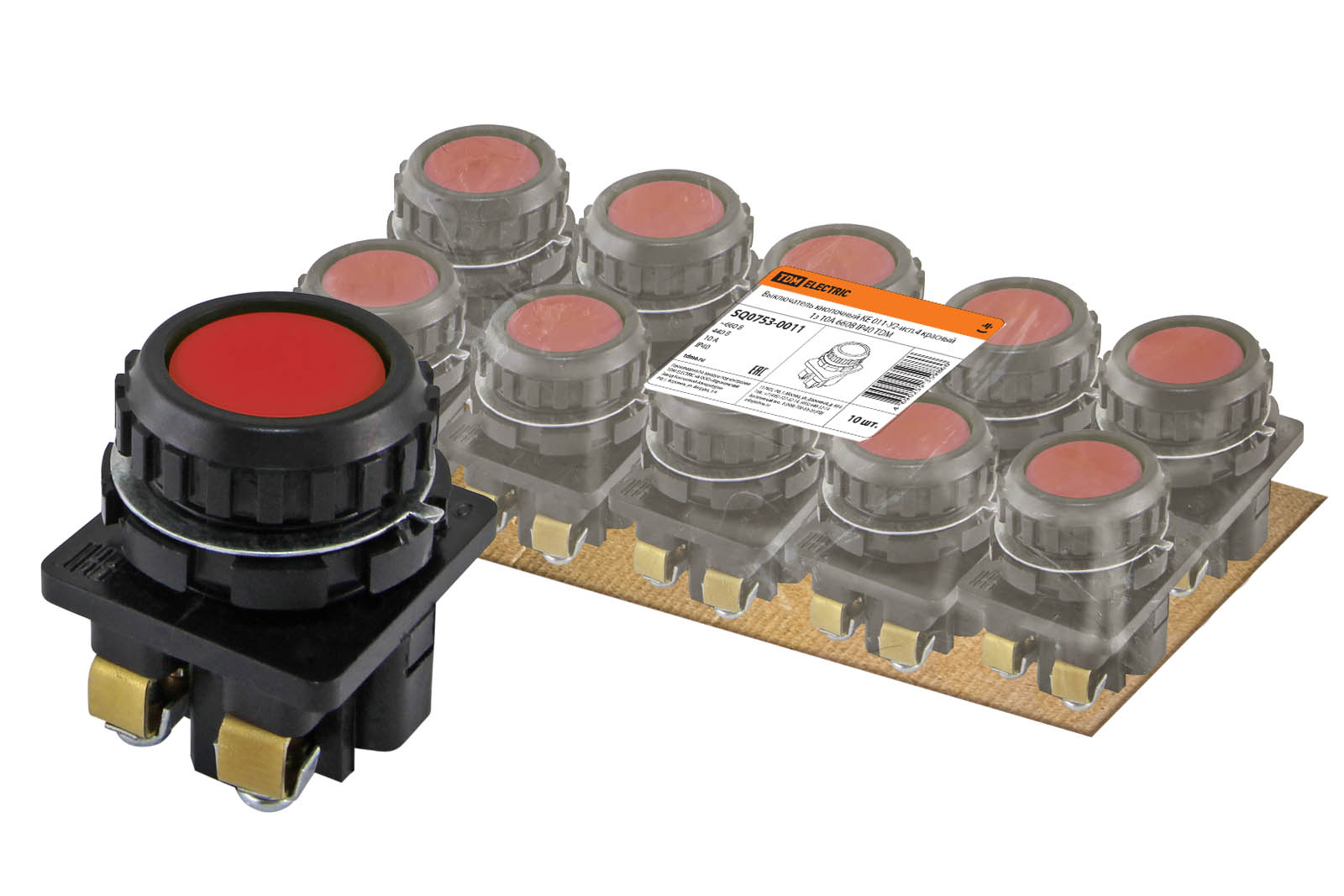 Выключатель кнопочный КЕ 011-У2-исп.4 красный 1з 10A 660B IP40 TDM(SQ0753-0011)