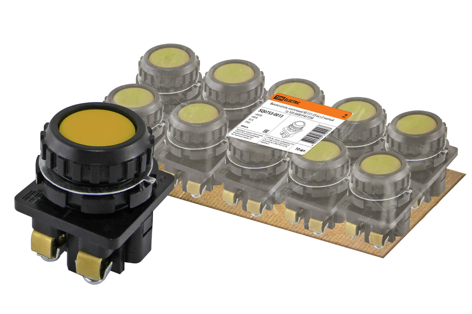 Кнопковий вимикач КЕ 011-У2-исп.5 жовтий 1р 10A 660B IP40 TDM
