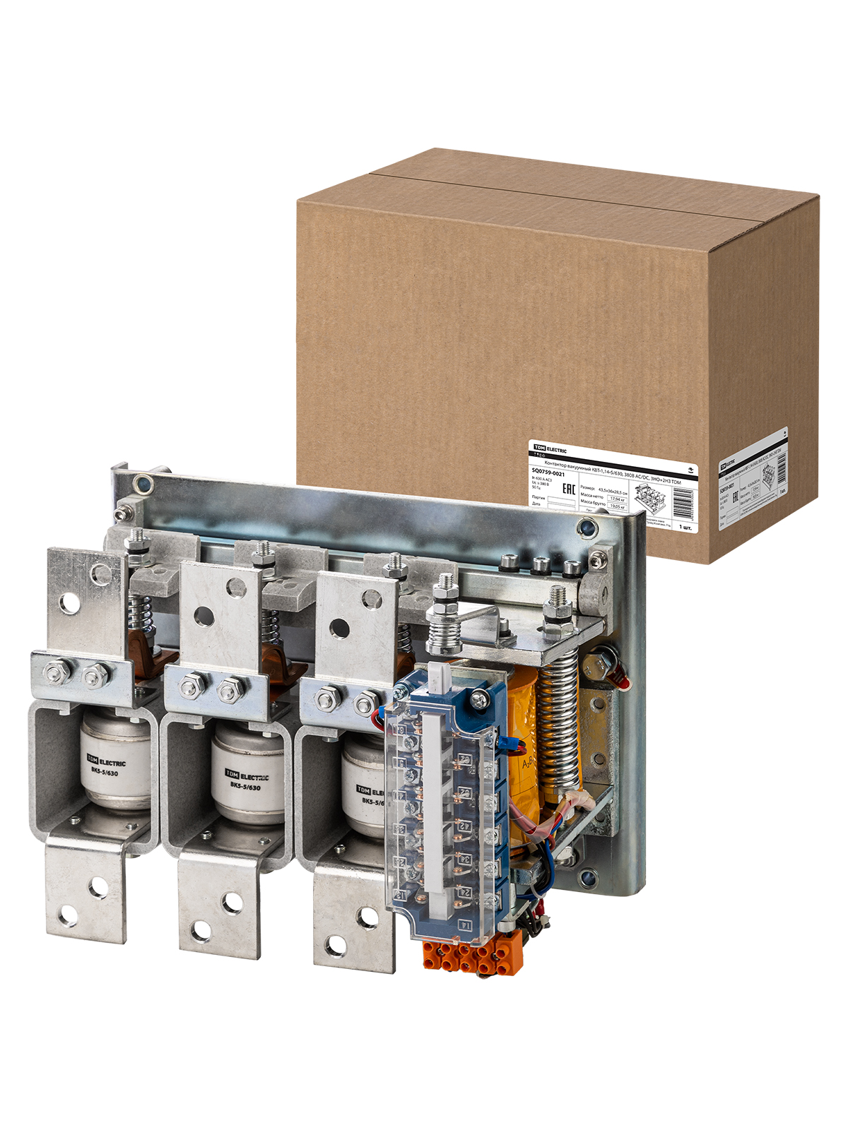 Contactor vacuum KVT-1,14-5/630, 380V AC/DC, 3NO+2NZ TDM