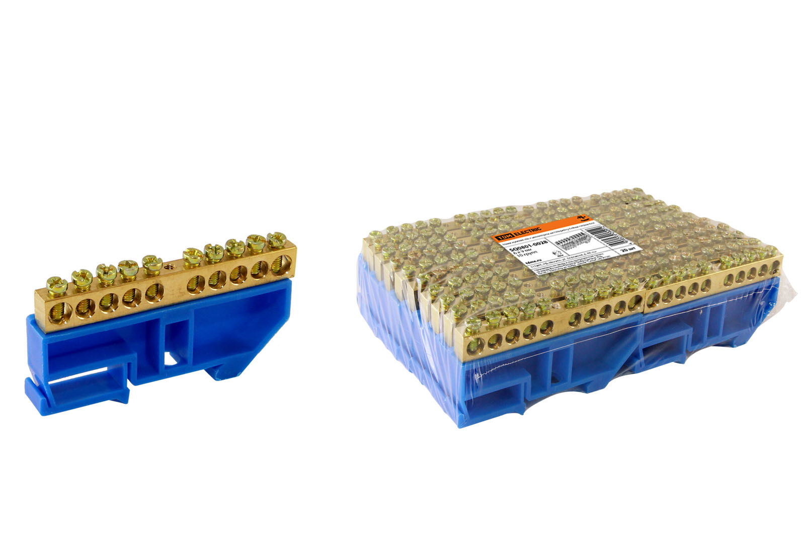 Șină "N" nulă cu izolator pe șină DIN 6x9mm suport bolt. 10 grupuri TDM