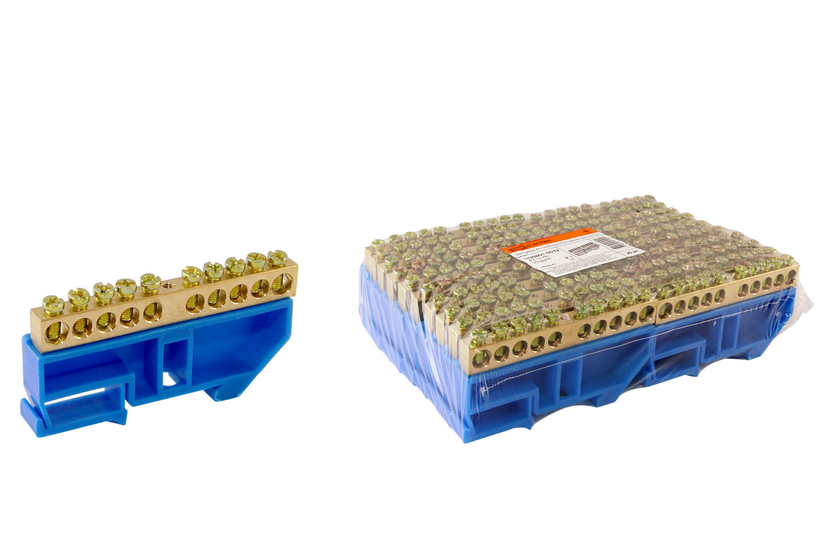 Șină "N" nulă cu izolator pe șină DIN 8x12mm suport bolt. 10 grupuri TDM
