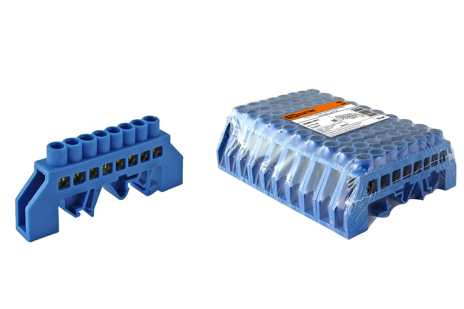 Șină "N" neutră în izolator pe șină DIN 8x12mm 8 grupuri TDM
