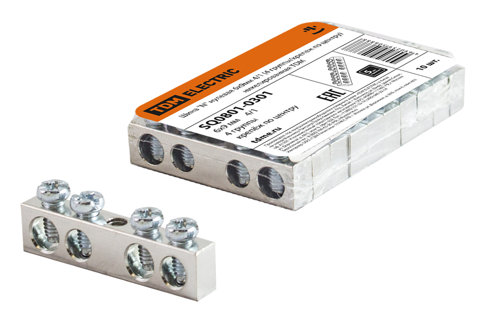 Bară "N" nulă 6×9 mm 4/1 (4 grupuri/fixare la centru) nichelată TDM